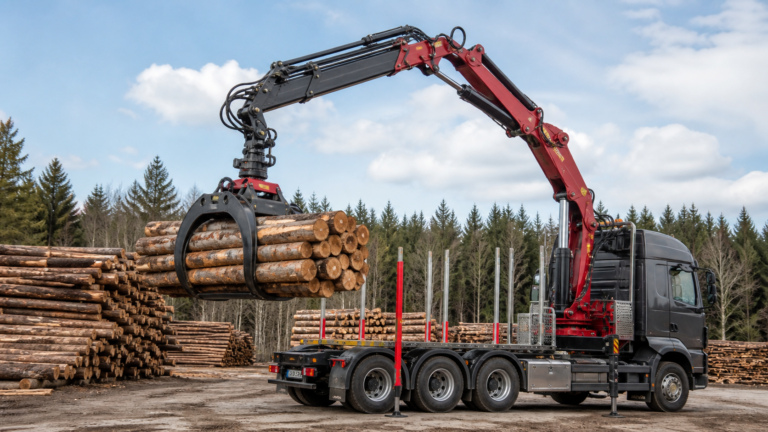 Log grabbing truck crane