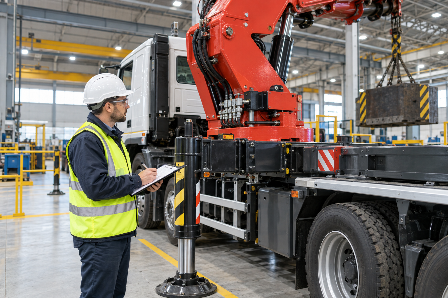 truck mounted crane load testing before delivery