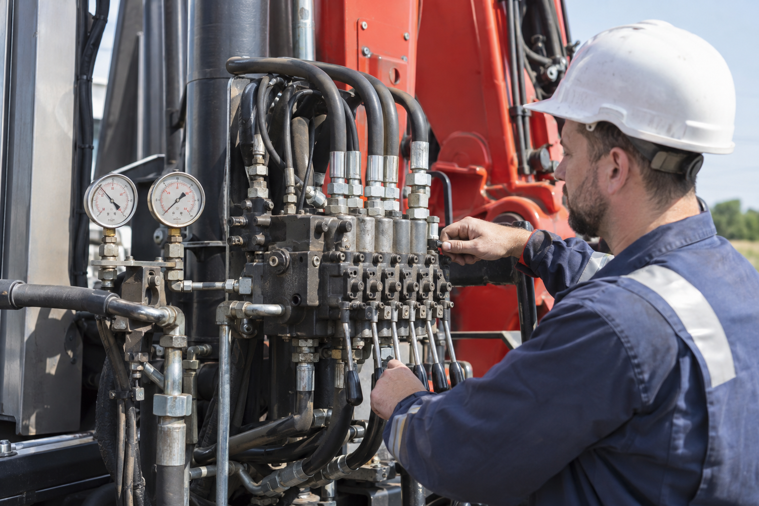 truck mounted crane valve block and hydraulic control system