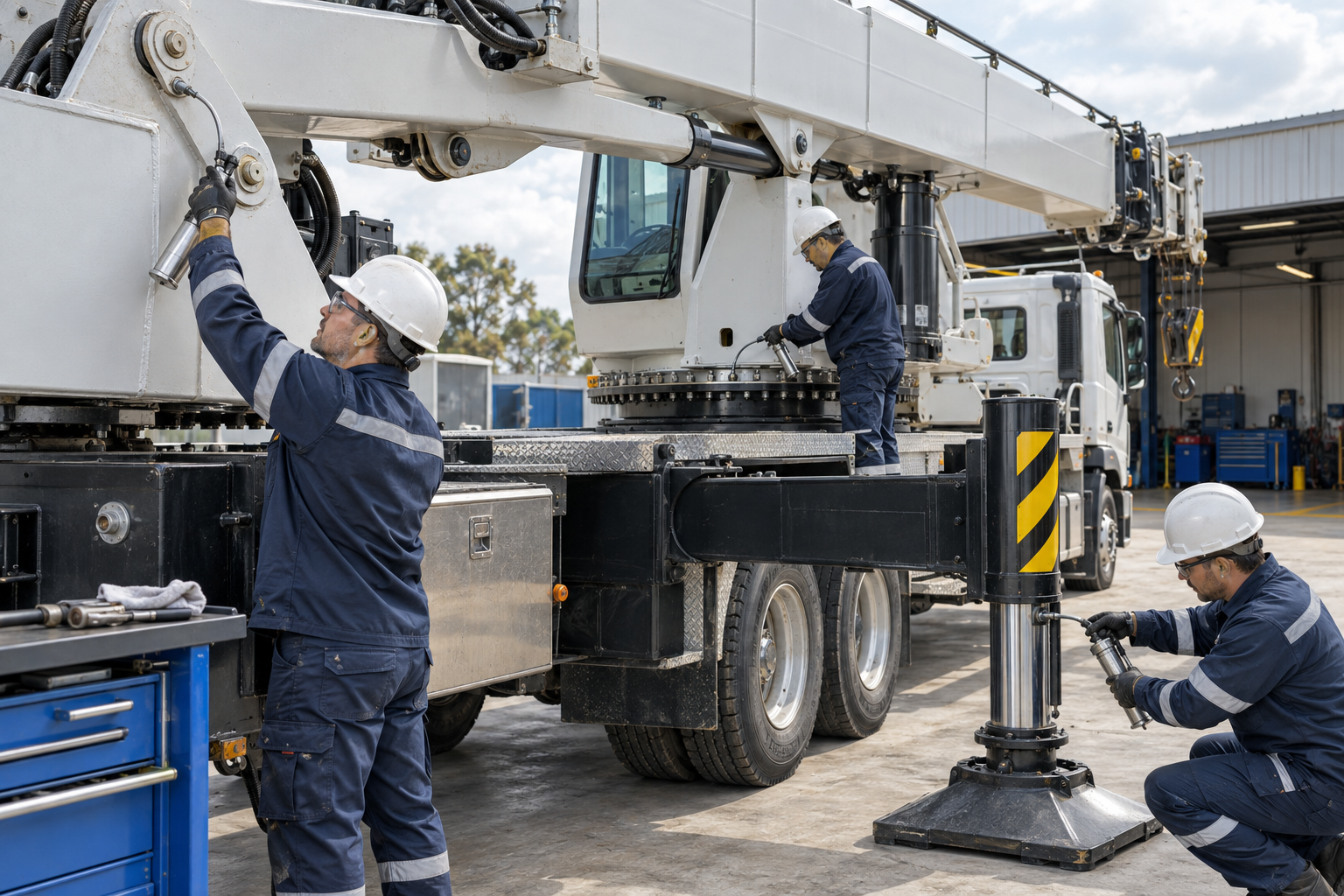 truck mounted crane lubrication points inspection