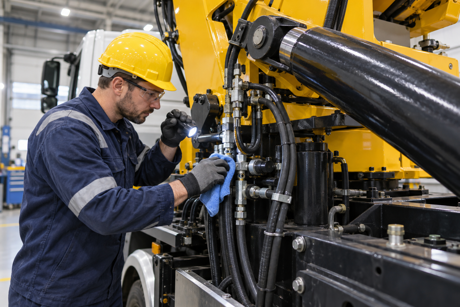 hydraulic hose inspection for truck mounted crane