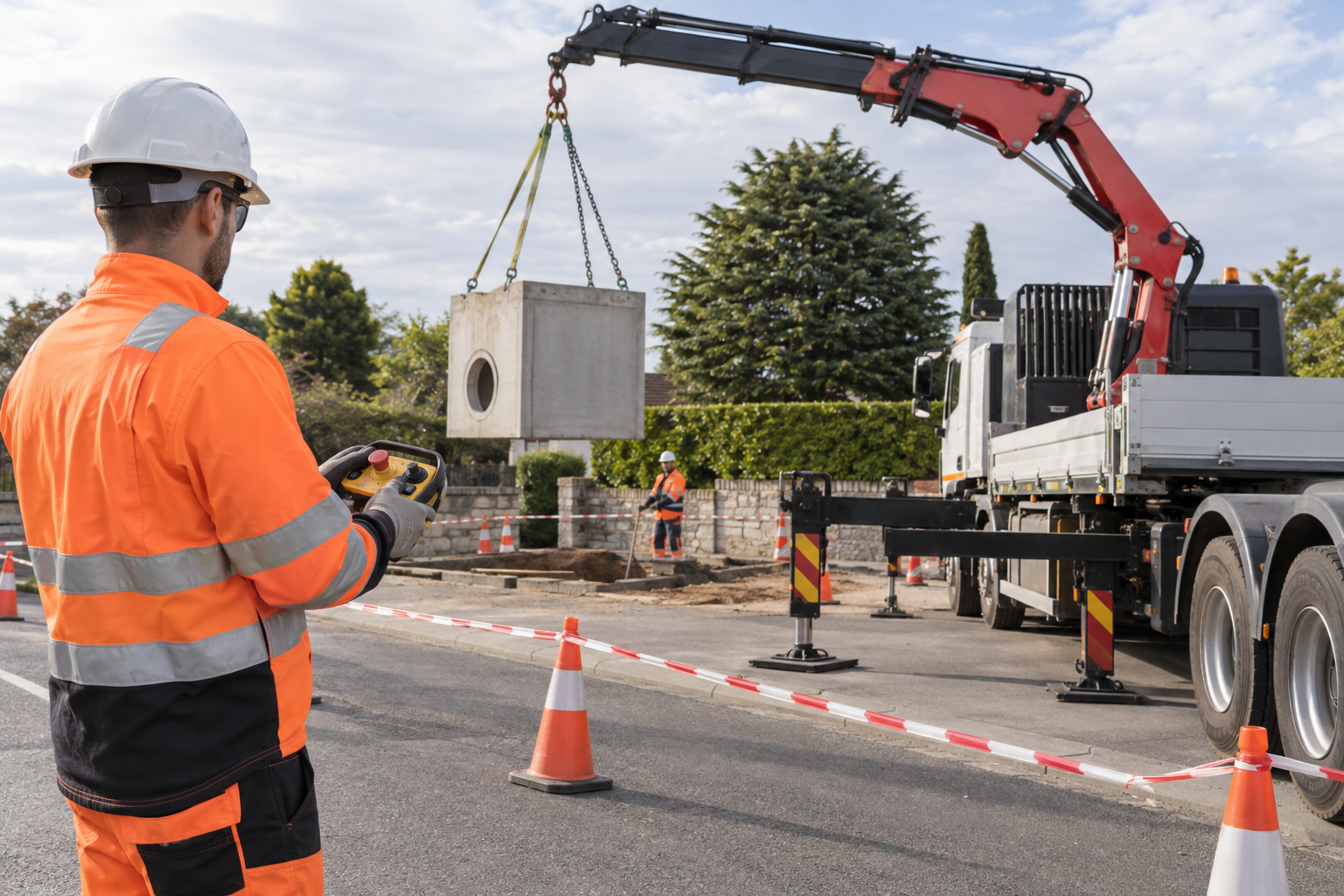 wireless remote control truck mounted crane operation