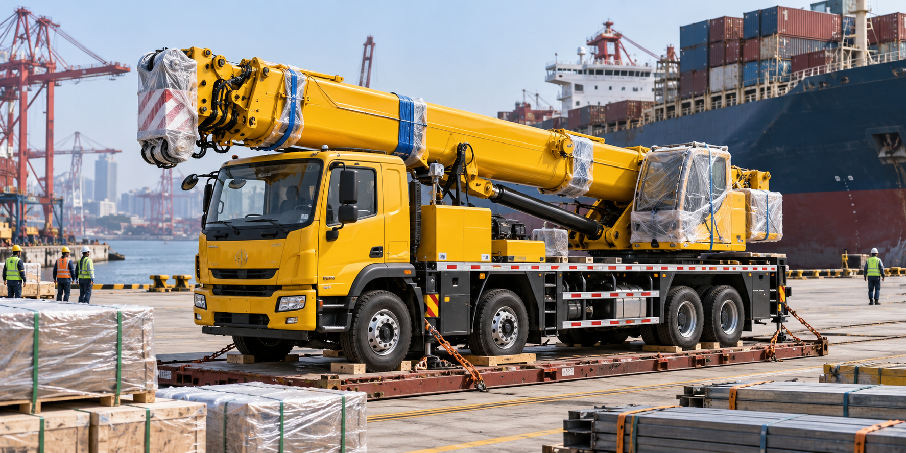 truck mounted crane overseas shipping preparation
